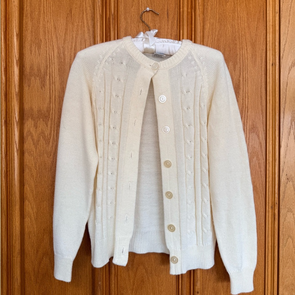 Vintage Cream Button-Up Cardigan